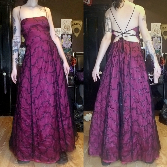 🥀🕸VINTAGE 90S LA GLO PROM DRESS🕸🥀 - Picture 4 of 6
